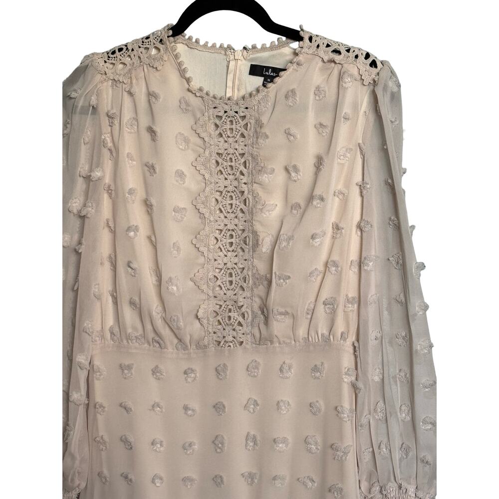 Lulus Dress Women's Medium Cream Love Embroidery Lust or Love Cream Lace M - Picture 3 of 6